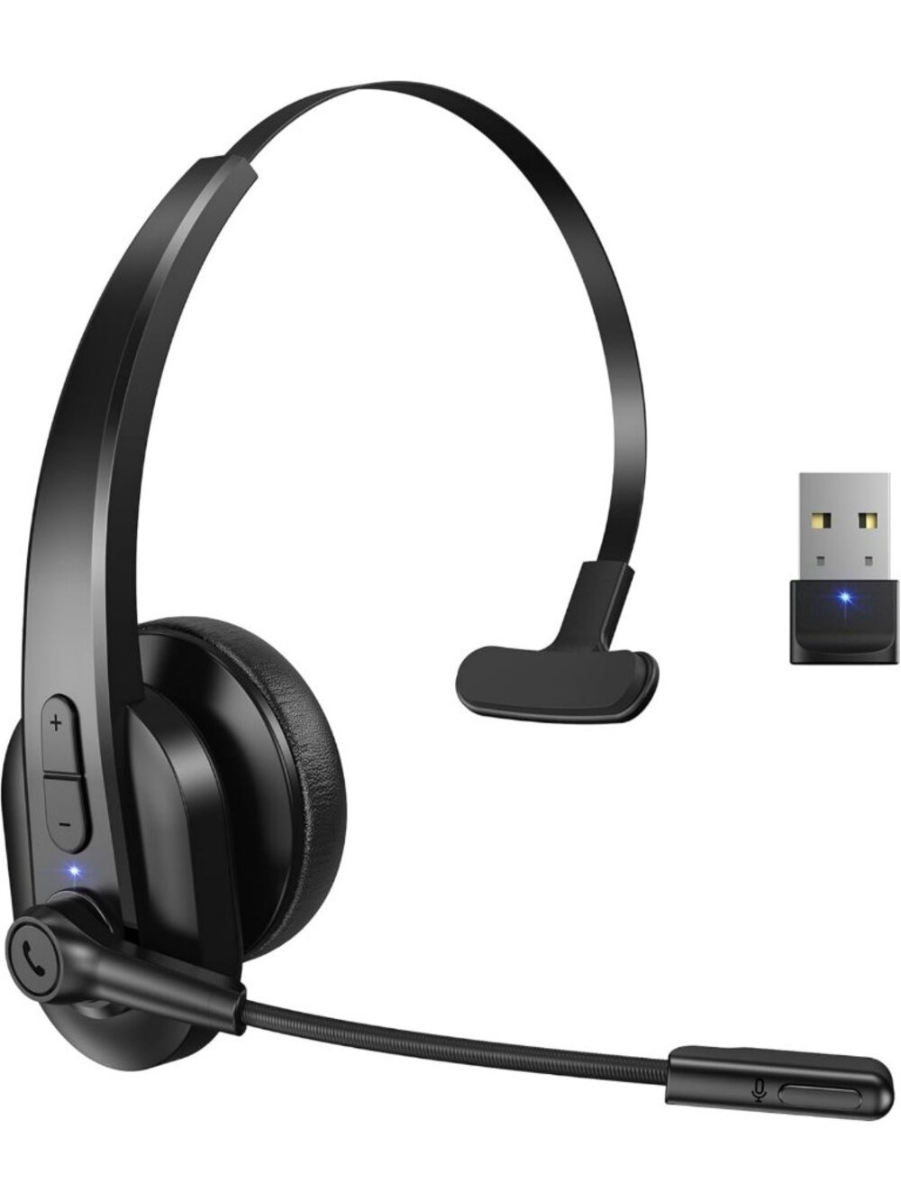 Wireless Bluetooth Headset with Noise Cancelling Mic, USB Dongle, Mute Button